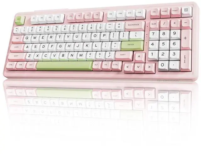 Main image of H98 Silent Wireless Bluetooth Mechanical Keyboard, BT5.3/Type-C/2.4G Hot Swappable Gaming Keyboards with RGB Backlit, 8000mAh Battery, Numpad, Pink Creamy Keyboard for Mac/Win/Office, 98 Keys