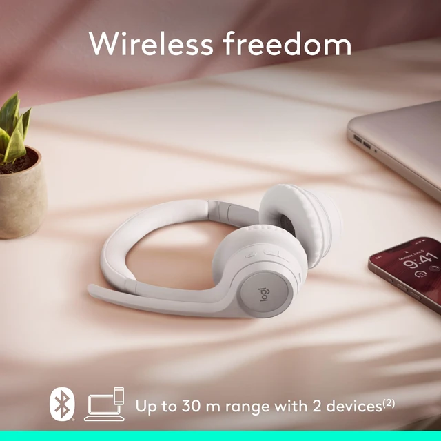 Alt view image 4 of 7 - Zone 300 Wireless Bluetooth Headset - Off-White | Compatible with Windows, Mac, Chrome, Linux, iOS, iPadOS, Android