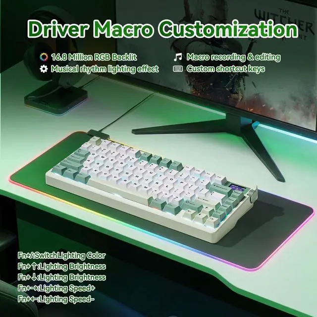 Alt view image 7 of 7 - Aula Nova75 Wireless Mechanical Pink Keyboard 8000mAh,Gasket Mounted with Cream Sound 75% Compact Layout,RGB Backlit,Custom Hot Swappable,Bluetooth/2.4GHz/USB-C,Pink Keyboard Gaming for Win/Mac/Lap