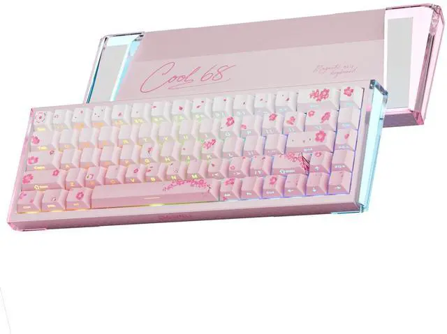 Main image of COOL68 65% Pink Hall Effect Magnetic Switch Gaming Keyboard with 8000Hz Polling Rate,Rapid Trigger,Adjustable Actuation,0.1ms Latency,SOCD,Gasket Mount,PBT keaycaps,Hot swappable,RGB Light