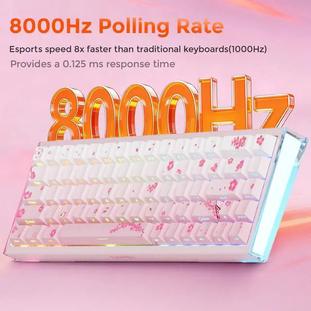 Alt view image 5 of 7 - COOL68 65% Pink Hall Effect Magnetic Switch Gaming Keyboard with 8000Hz Polling Rate,Rapid Trigger,Adjustable Actuation,0.1ms Latency,SOCD,Gasket Mount,PBT keaycaps,Hot swappable,RGB Light