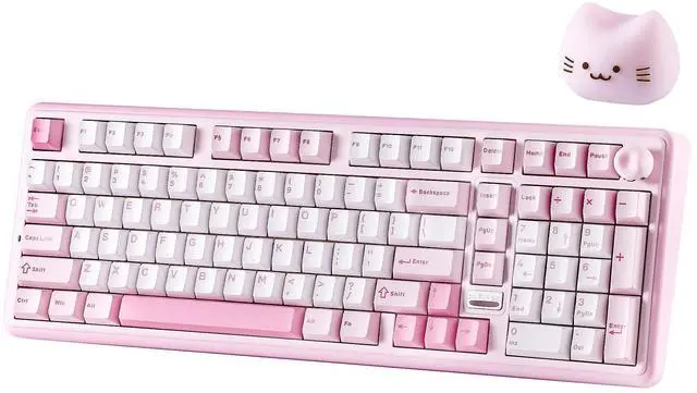 Main image of B98 PRO QMK/VIA Wireless Mechanical Gaming Keyboard,96% Layout with Numpad and Cute Cat Knob, BT/2.4G/USB-C,Linear Switch Hot Swap Gasket,RGB for Win/Mac (Pink, Milk V2 Linear Switch)