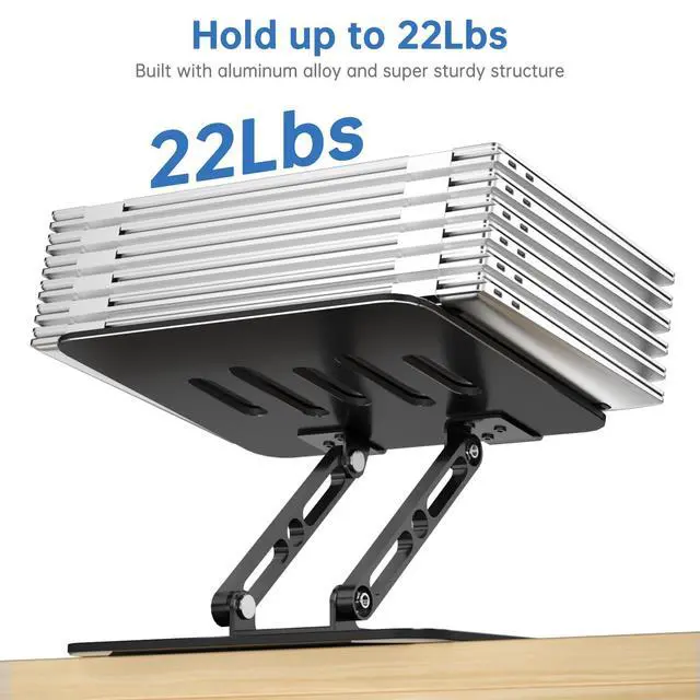 Alt view image 7 of 7 - Laptop Stand for Desk Adjustable Computer Stand with 360 Rotating Base Ergonomic Laptop Riser Mount for Desk Foldable Protable Computer Desk Fits with MacBook Pro Air,