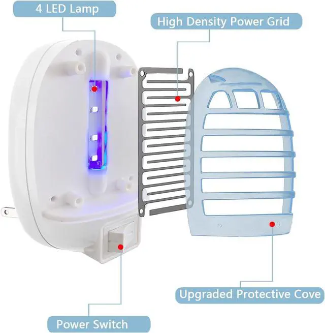 Alt view image 4 of 7 - Bug Zapper Indoor,Fly Traps,Flying Insects,Electronic Insect Killer Fly Insect Trap Plug-in Mosquitoes Killer Mosquito Zapper with Blue Lights for Living Room,Kitchen,Bedroom (2Packs)