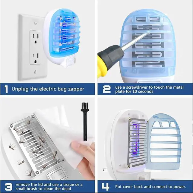 Alt view image 5 of 7 - Bug Zapper Indoor,Fly Traps,Flying Insects,Electronic Insect Killer Fly Insect Trap Plug-in Mosquitoes Killer Mosquito Zapper with Blue Lights for Living Room,Kitchen,Bedroom (2Packs)