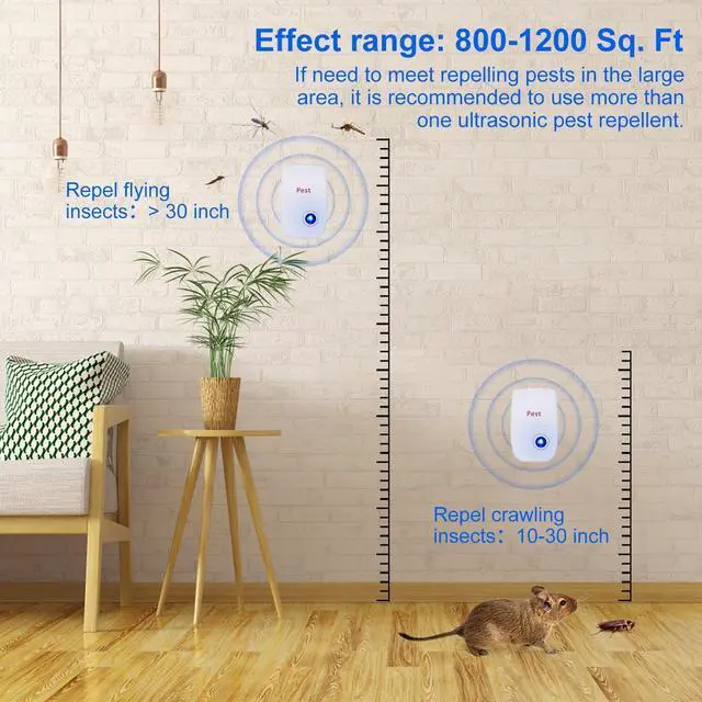 Alt view image 2 of 6 - 2026 Upgraded 8 Pack Ultrasonic Mouse & Pest Control Repeller Plug in, Indoor Rodent & Bug Repellent for Mosquitoes, Rats, Mice, Roaches, Ants, Insects, Safe for Pets, Humans, Home, Office, Hotel