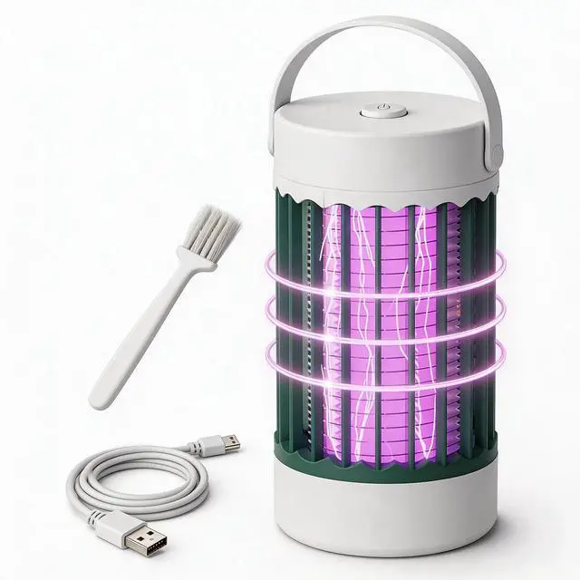 Main image of Bug Zapper, Hanging Rechargeable Bug Zapper Mosquito Killer Lamp - Portable UV Insect Trap for Indoor/Outdoor, USB-Powered with Grid for Camping, Bedroom, Patio, Kitchen Green