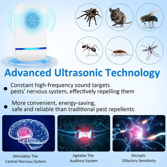 Alt view image 2 of 7 - 2026 Upgraded Ultrasonic Pest Repeller Insect Indoor Repeller, Pest Control Plug in for Spider Bug Roach Ant Mosquito Rat Mice, Electric Mouse Traps Indoor, Rodent Repellent Ultrasonic Plug in, 6 Pack