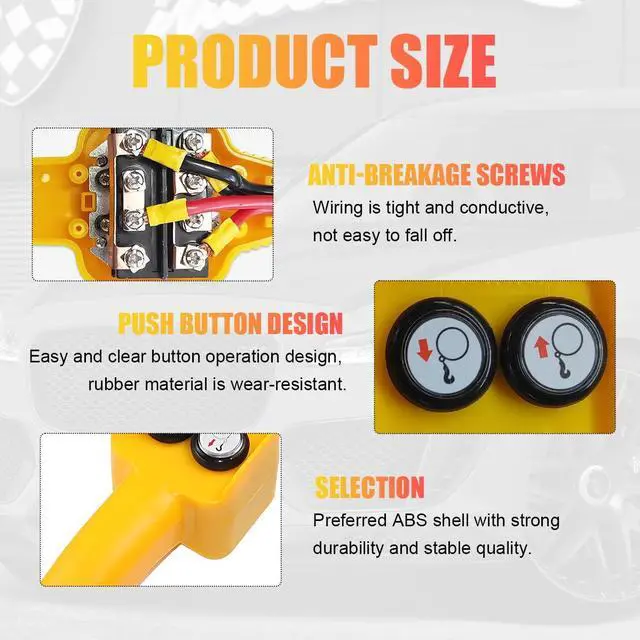 Alt view image 3 of 6 - Winch Controller, Push Button Winch Remote Assembly Replacement for Pulling 1500lbs to 5000lbs, 12V Electric Winch Wired Capstan Handheld Remote Controller, Car Accessories