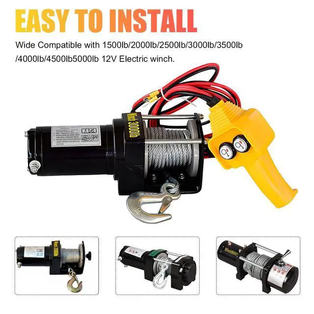 Alt view image 5 of 6 - Winch Controller, Push Button Winch Remote Assembly Replacement for Pulling 1500lbs to 5000lbs, 12V Electric Winch Wired Capstan Handheld Remote Controller, Car Accessories