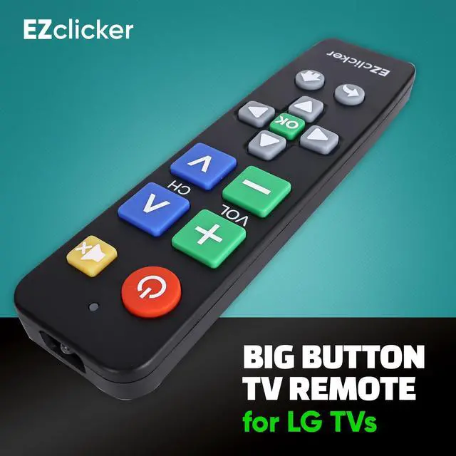 Alt view image 2 of 7 - Big Button TV Remote for LG TVs Only, Easy to Use (Black) | Big Button, Simplified, Great for Seniors (2xAAA Batteries not Included)