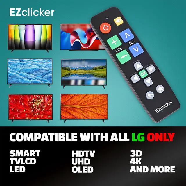 Alt view image 4 of 7 - Big Button TV Remote for LG TVs Only, Easy to Use (Black) | Big Button, Simplified, Great for Seniors (2xAAA Batteries not Included)
