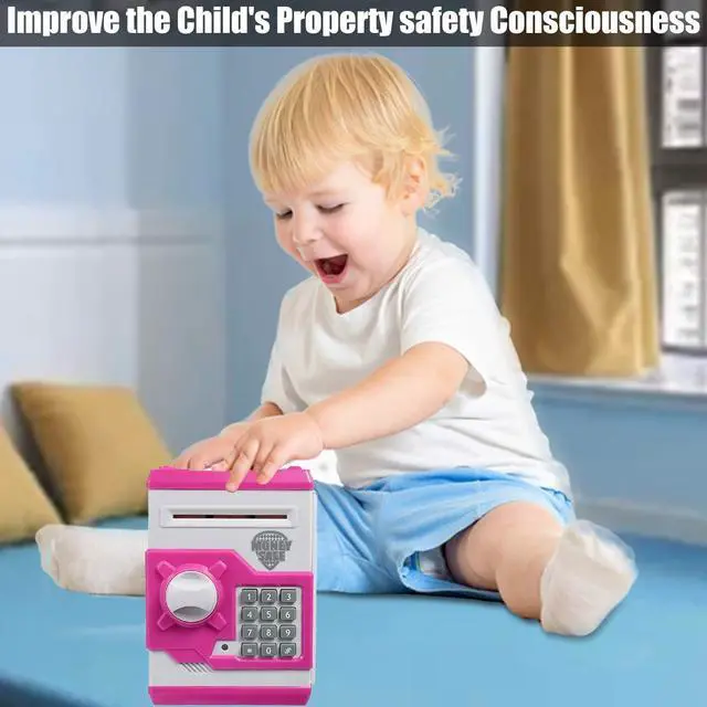Alt view image 5 of 7 - Piggy Bank for Boys Girls,Kids Safe Money Bank for 4 5 6 7 8 9 10 Year Old Girl Boy Birthday Gift,Electronic Password Money Saving Box ATM Safe Bank Toys for Kid (Pink)