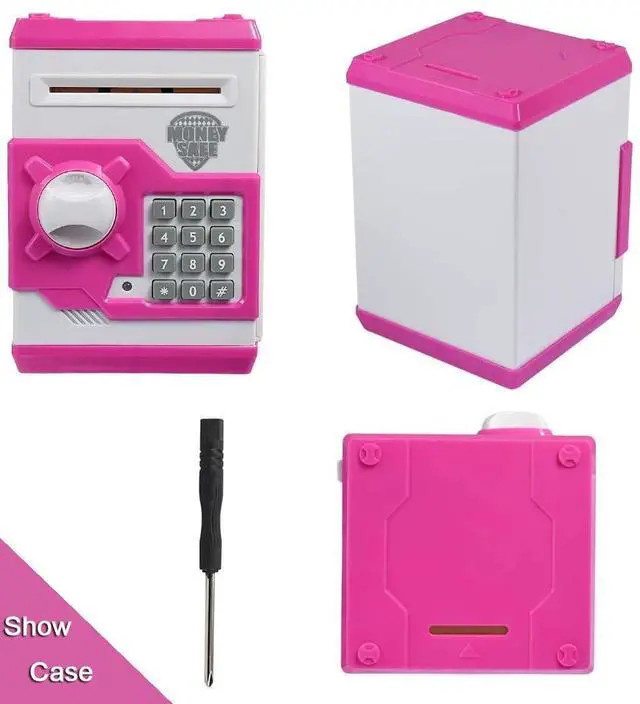 Alt view image 4 of 7 - Piggy Bank for Boys Girls,Kids Safe Money Bank for 4 5 6 7 8 9 10 Year Old Girl Boy Birthday Gift,Electronic Password Money Saving Box ATM Safe Bank Toys for Kid (Pink)
