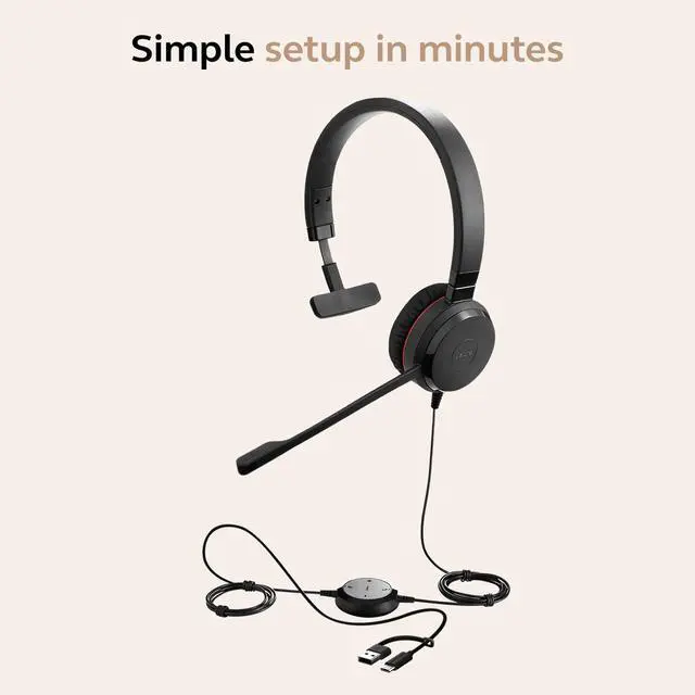 Alt view image 5 of 6 - Evolve 30 II (2025 Edition) Wired Single-Ear Headset with Mic - 3.5mm Jack, USB-A/USB-C Connectivity, with Noise-Canceling Microphone, Works with Online Meeting Platforms - Black