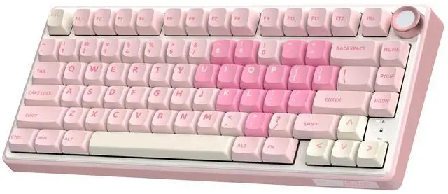 Main image of R75 Wireless Mechanical Keyboard, 75% Creamy Gaming Keyboard with Knob, Bluetooth/2.4GHz/USB Wired RGB Hot Swappable Keyboards, MDA Profile PBT Keycaps, Pre-lubed Linear Switches, Pink