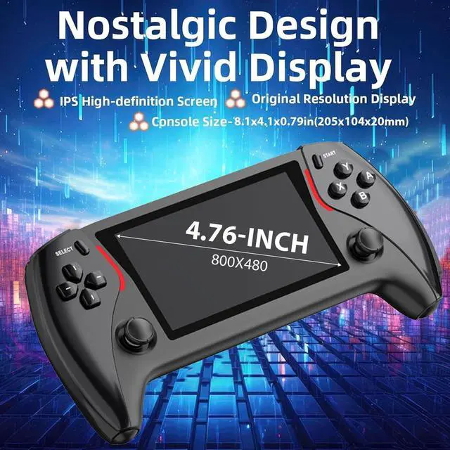 Alt view image 4 of 7 - Handheld Video Game Console4. 3-inch IPS Screen Portable Retro Gaming Consle ,Linux System 64GB,20+ Emulator ,15000+ Games, Emulator Handheld with HD Output Black
