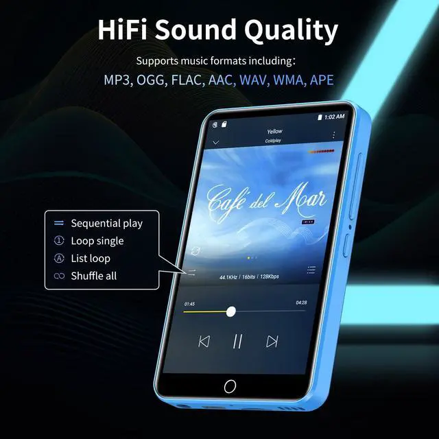 Alt view image 7 of 7 - 80GB MP3 Player with Bluetooth and WiFi,ZAQE Music Player with Spotify,Pandora,4" Touch Screen Android MP4 MP3 Player for Kids with Audible