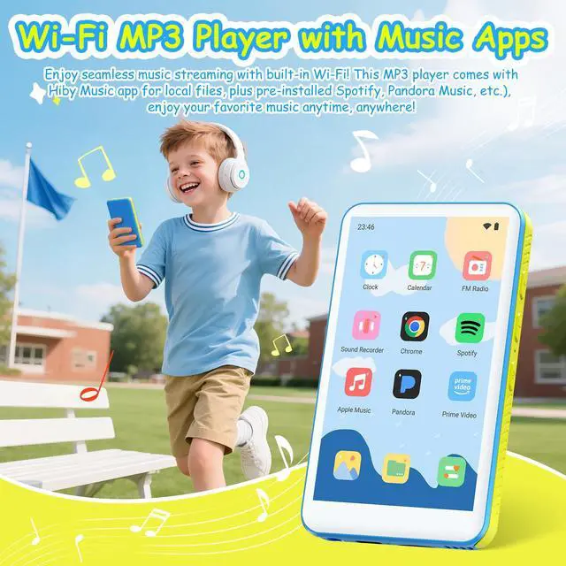 Alt view image 2 of 6 - 128GB MP3 Player with Bluetooth and WiFi, 4.0" IPS Touch Screen MP3 Player with Speaker, Android 13.0 MP4 Music Player Preloaded Spotify, Pandora, Deezer, Play Store, Browser, Expand up to 1TB