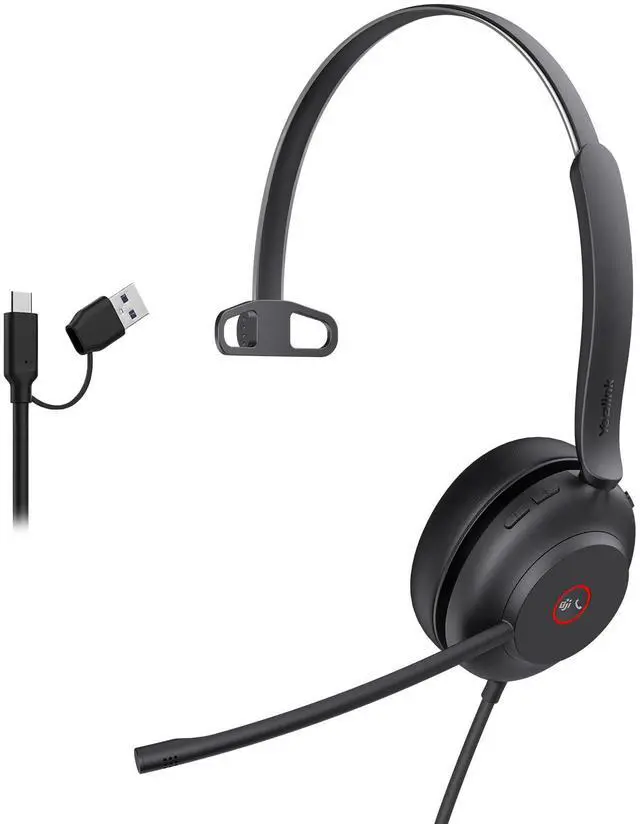 Main image of USB Wired Mono Headset,UH37 Computer Headset with Noise Cancelling Microphone,USB-A/C Call Center Headset for Teams,Zoom,Computer PC Laptop