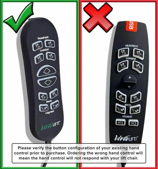Alt view image 2 of 7 - 10-Button 5-Pin Replacement Remote Hand Control for Pride VivaLift Lift Chair (Standard & Early Version Viva Lift 2) - (CTL1707190) for Standard & Early Version VivaLift 2 Models