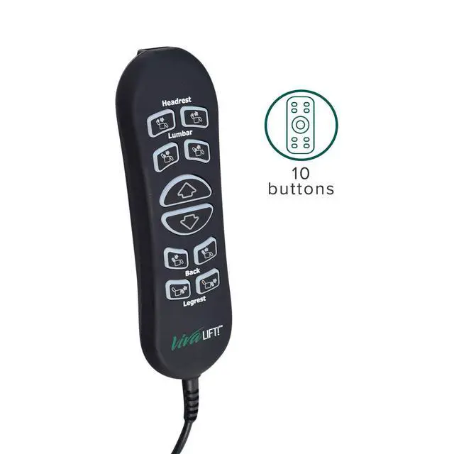 Alt view image 6 of 7 - 10-Button 5-Pin Replacement Remote Hand Control for Pride VivaLift Lift Chair (Standard & Early Version Viva Lift 2) - (CTL1707190) for Standard & Early Version VivaLift 2 Models