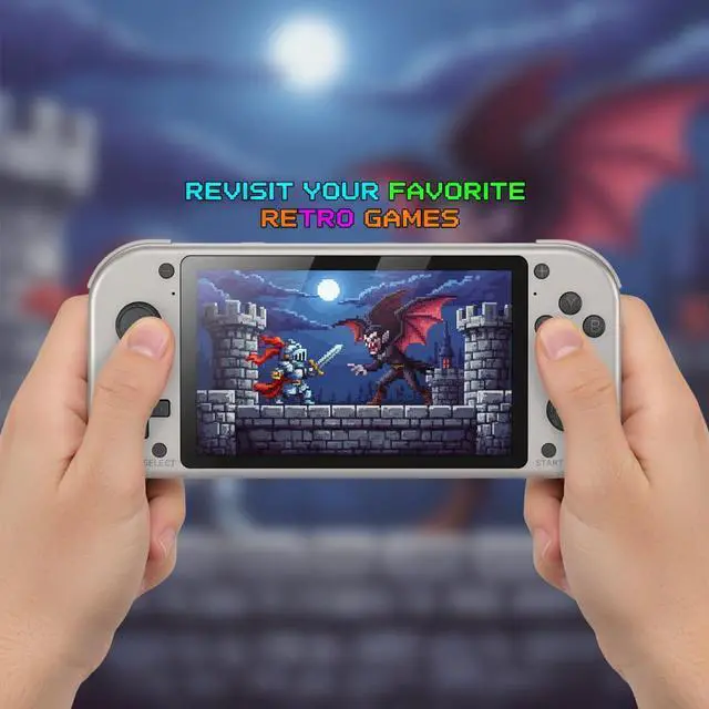 Alt view image 4 of 7 - Retro Handheld Portable Video Game Console - 4.3" IPS Screen, Emuelec System, 64GB, 20,000+ Games, Classic Game System (64 GB)