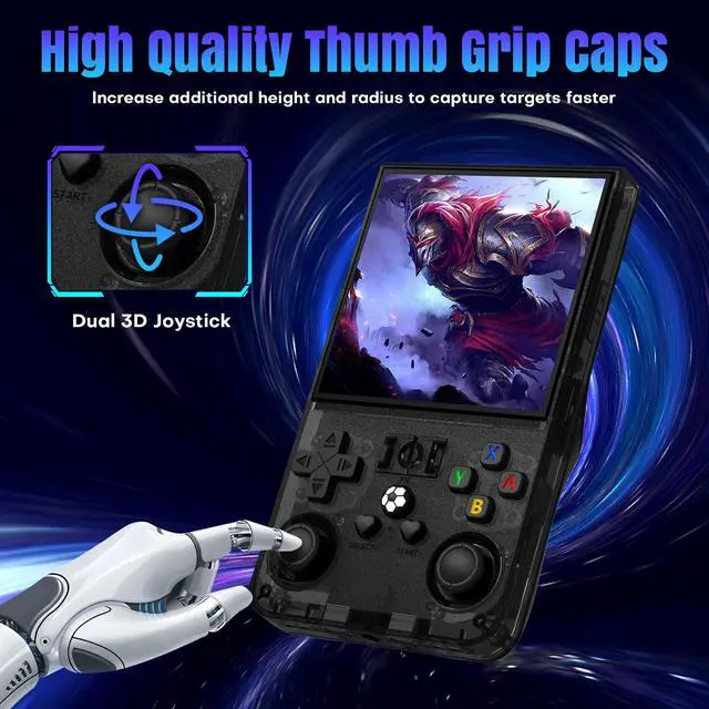 Alt view image 5 of 7 - R36MAX Retro Handheld Game Console, 64GB Retro Gmaing Console with 4.0 Inch IPS HD Screen, Portable Retro Gaming Console, Support 30+ Emulator Console Video Game Console, Transparent Black
