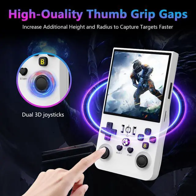 Alt view image 4 of 6 - R36MAX Retro Handheld Game Console, 4.0 Inch 720x720 IPS Screen, 64GB Built-in 18,000+ Classic Game, Portable Hand Held Open Source Linux System, 4000mAh Battery Retro Gaming Console(White 64GB)