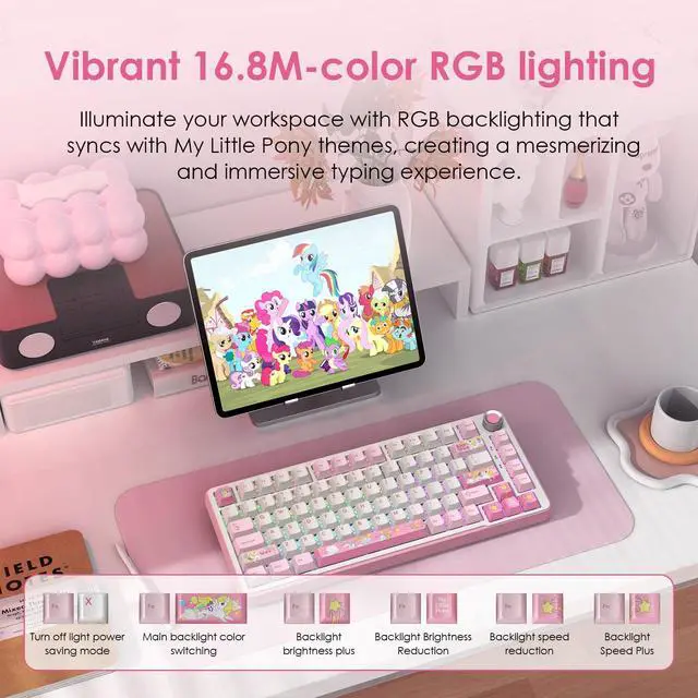Alt view image 4 of 7 - Wireless Mechanical Keyboard - 81 Keys RGB Gaming Keyboard with Custom Linear Switches, Hot-Swap & Knob Control, Triple Connection (BT5.0/USB-C/2.4GHz), Compact for Work & Gaming
