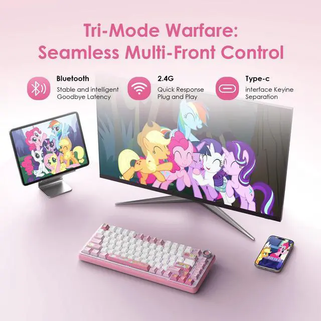 Alt view image 5 of 7 - Wireless Mechanical Keyboard - 81 Keys RGB Gaming Keyboard with Custom Linear Switches, Hot-Swap & Knob Control, Triple Connection (BT5.0/USB-C/2.4GHz), Compact for Work & Gaming