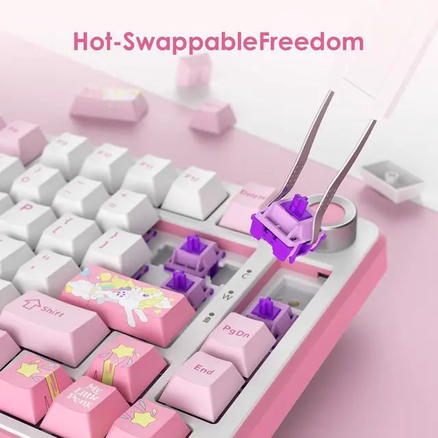 Alt view image 6 of 7 - Wireless Mechanical Keyboard - 81 Keys RGB Gaming Keyboard with Custom Linear Switches, Hot-Swap & Knob Control, Triple Connection (BT5.0/USB-C/2.4GHz), Compact for Work & Gaming