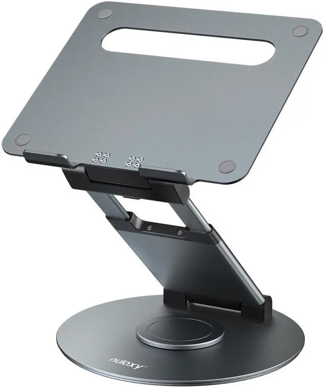 Main image of Telescopic 360 Rotating Laptop Stand for Desk Adjustable Height Swivel Pull Out Design Ergonomic Laptop Riser Standing Desk Converter Fits All 10-17" Laptops Computer MacBook, Gray