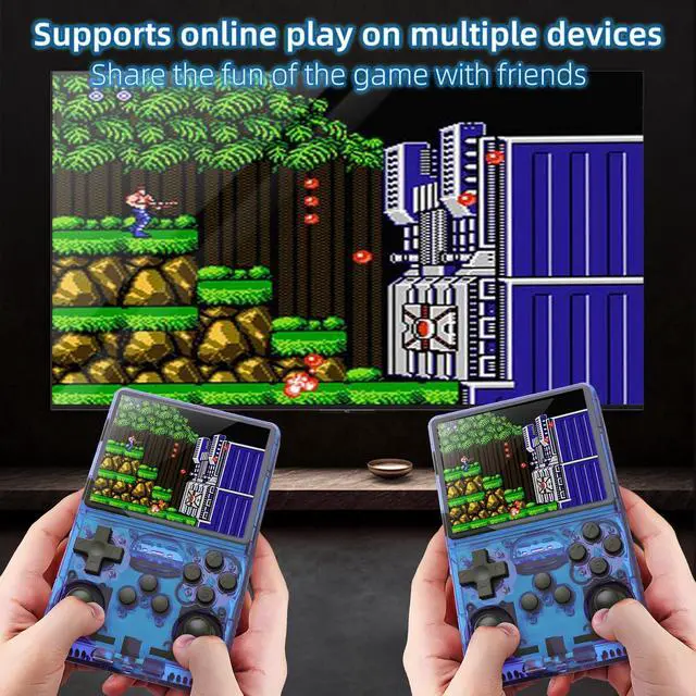 Alt view image 5 of 7 - R40S PRO Retro Gaming Console, 30000+ HD Games Handheld Game Console, 3800mAh Rechargeable Mini Retro Video Console with 256GB TF Card, Portable Pocket Arcade (Transparent Blue)