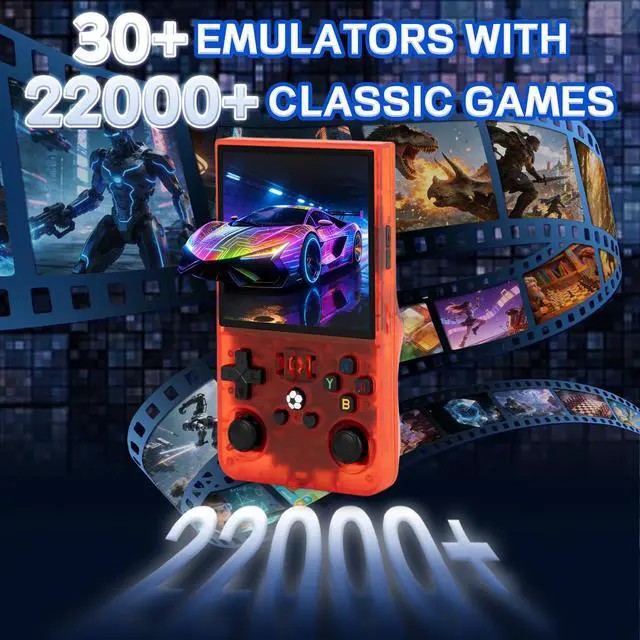 Alt view image 2 of 7 - R36MAX Handheld Game Console - 4.0-Inch Screen, Support 22000+Classic Games,128G TF Card,Portable Console with Open Source System,4000mAh Battery,Birthday Gift for Adult or Partner - Red