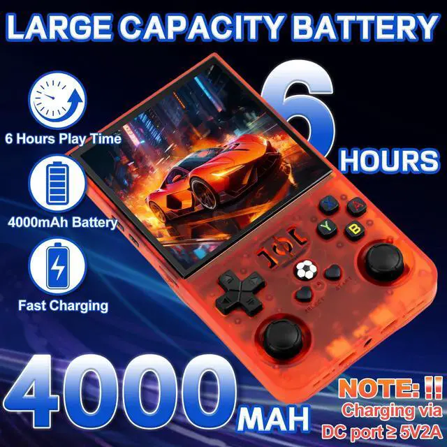 Alt view image 4 of 7 - R36MAX Handheld Game Console - 4.0-Inch Screen, Support 22000+Classic Games,128G TF Card,Portable Console with Open Source System,4000mAh Battery,Birthday Gift for Adult or Partner - Red