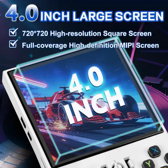 Alt view image 3 of 7 - R36MAX Handheld Game Console - 4.0-Inch Screen, Support 22000+Classic Games,128G TF Card,Portable Console with Open Source System,4000mAh Battery,Birthday Gift for Adult or Partner - White