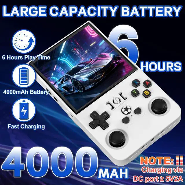 Alt view image 4 of 7 - R36MAX Handheld Game Console - 4.0-Inch Screen, Support 22000+Classic Games,128G TF Card,Portable Console with Open Source System,4000mAh Battery,Birthday Gift for Adult or Partner - White