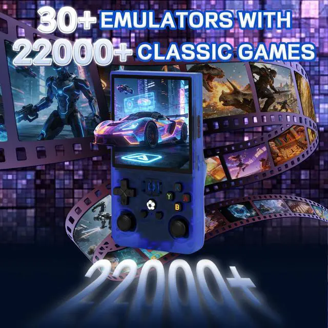 Alt view image 2 of 7 - R36MAX Handheld Game Console - 4.0-Inch Screen, Support 22000+Classic Games,128G TF Card,Portable Console with Open Source System,4000mAh Battery,Birthday Gift for Adult or Partner - Blue
