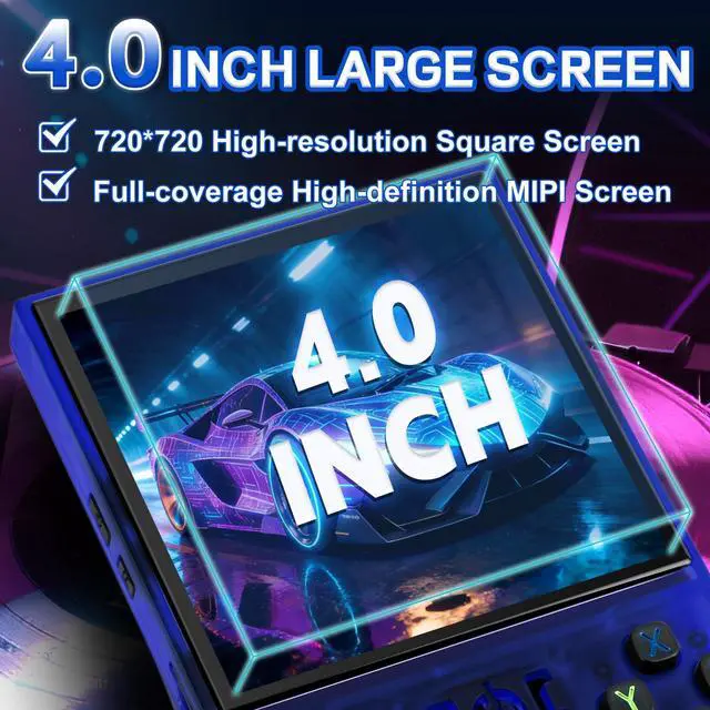Alt view image 3 of 7 - R36MAX Handheld Game Console - 4.0-Inch Screen, Support 22000+Classic Games,128G TF Card,Portable Console with Open Source System,4000mAh Battery,Birthday Gift for Adult or Partner - Blue