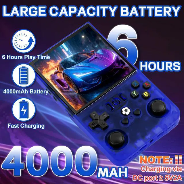 Alt view image 4 of 7 - R36MAX Handheld Game Console - 4.0-Inch Screen, Support 22000+Classic Games,128G TF Card,Portable Console with Open Source System,4000mAh Battery,Birthday Gift for Adult or Partner - Blue