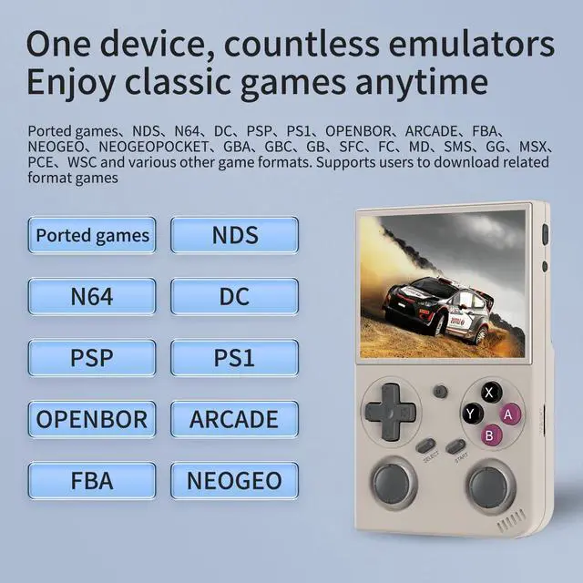 Alt view image 3 of 7 - G350 Handheld Game Console , 3.5 Inch IPS Screen Linux System 3200 mAh Battery 4371 Games Preloaded , Portable Retro Video Games Console Support Controller and Earphone (Gray)
