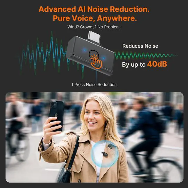 Alt view image 4 of 7 - Air SE Wireless Mini Microphone for iPhone 17/16/15 & Android, 48kHz/24-bit, AI Noise Cancellation, Clip on Content Creator Microphones for Interview YouTube TikTok Podcast Vlogging