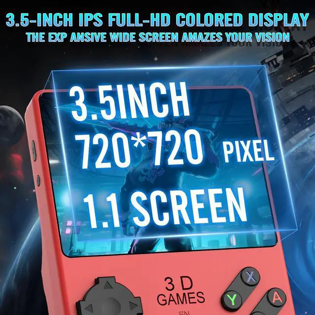 Alt view image 3 of 7 - R40 PRO Handheld Device, 35000 in 1 high-Definition Gaming mini Retro Video Console, 3.5-inch IPS Screen, 256GB RAM, 45 Built-in emulators, 3800mAh Battery (red 256GB)