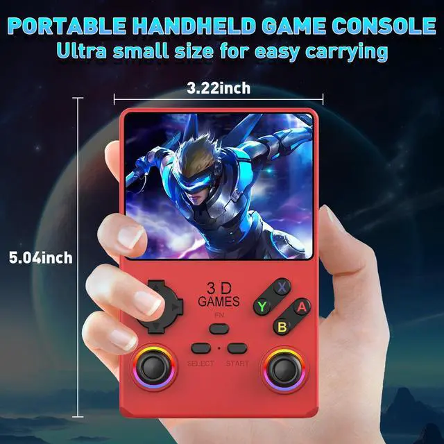 Alt view image 6 of 7 - R40 PRO Handheld Device, 35000 in 1 high-Definition Gaming mini Retro Video Console, 3.5-inch IPS Screen, 256GB RAM, 45 Built-in emulators, 3800mAh Battery (red 256GB)