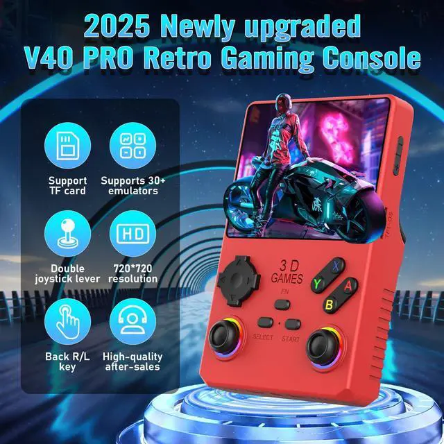 Alt view image 4 of 7 - R40 PRO Handheld Device, 35000 in 1 high-Definition Gaming mini Retro Video Console, 3.5-inch IPS Screen, 256GB RAM, 45 Built-in emulators, 3800mAh Battery (red 256GB)
