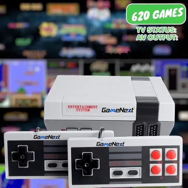 Alt view image 3 of 5 - Retro Game Console, AV Classic Mini Video Game Consoles Built-in with 620 Games Dual Players Mode Console with 2 Controllers Handheld Games for Kids & Adults