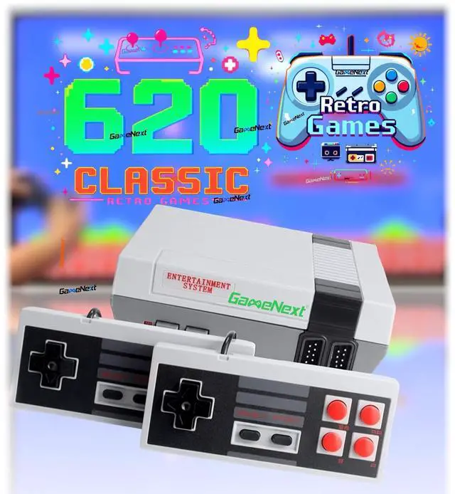 Main image of Retro Game Console,Classic Mini Handheld Video Game Console Built-in 620 Classic Edition Games, AV Output and Dual Game Controllers