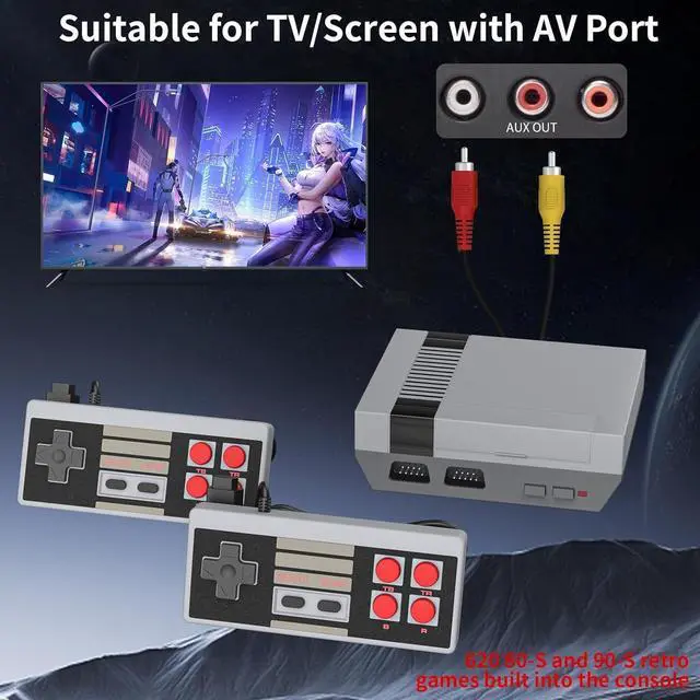Alt view image 2 of 7 - Retro Game Console,Classic Mini Handheld Video Game Console Built-in 620 Classic Edition Games, AV Output and Dual Game Controllers