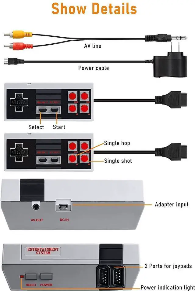 Alt view image 7 of 7 - Retro Game Console,Classic Mini Handheld Video Game Console Built-in 620 Classic Edition Games, AV Output and Dual Game Controllers